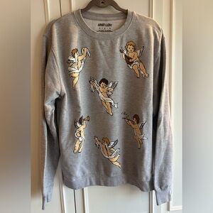 Gray Angel Print Women Sweater